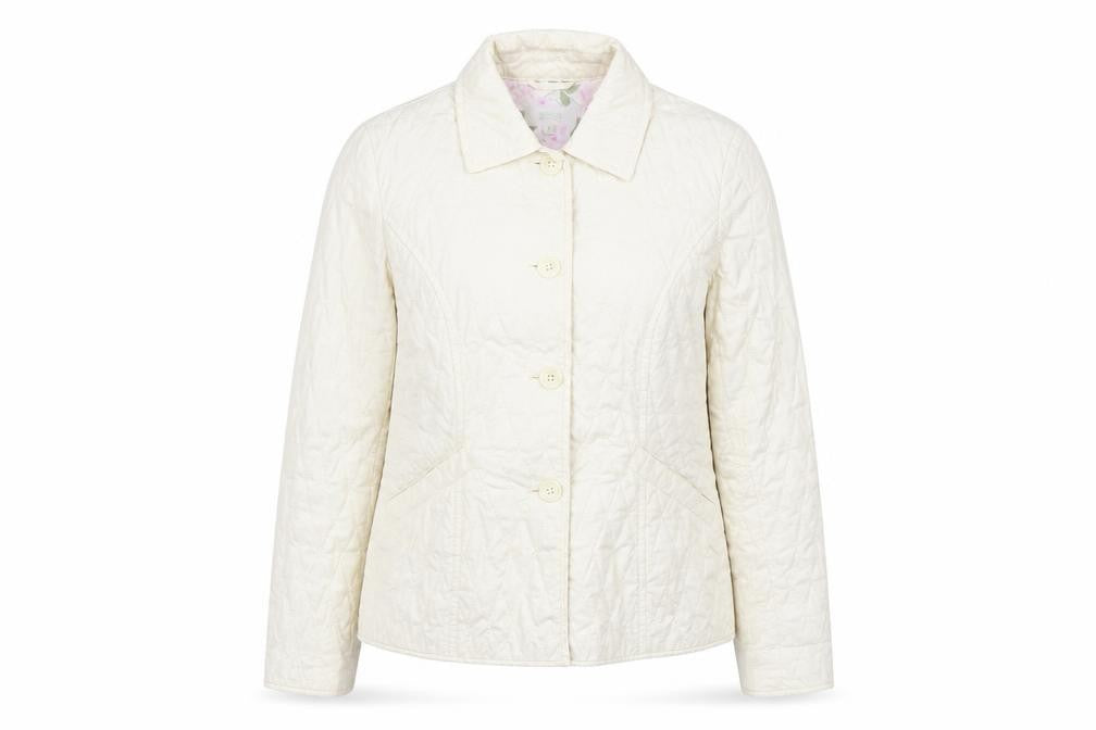 Marks & Spencer Womens White Argyle/Diamond  Jacket Coat Size 8