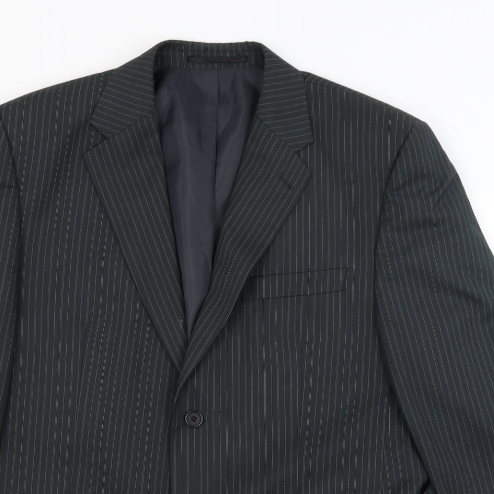 George Mens Green Striped  Jacket Blazer Size XL