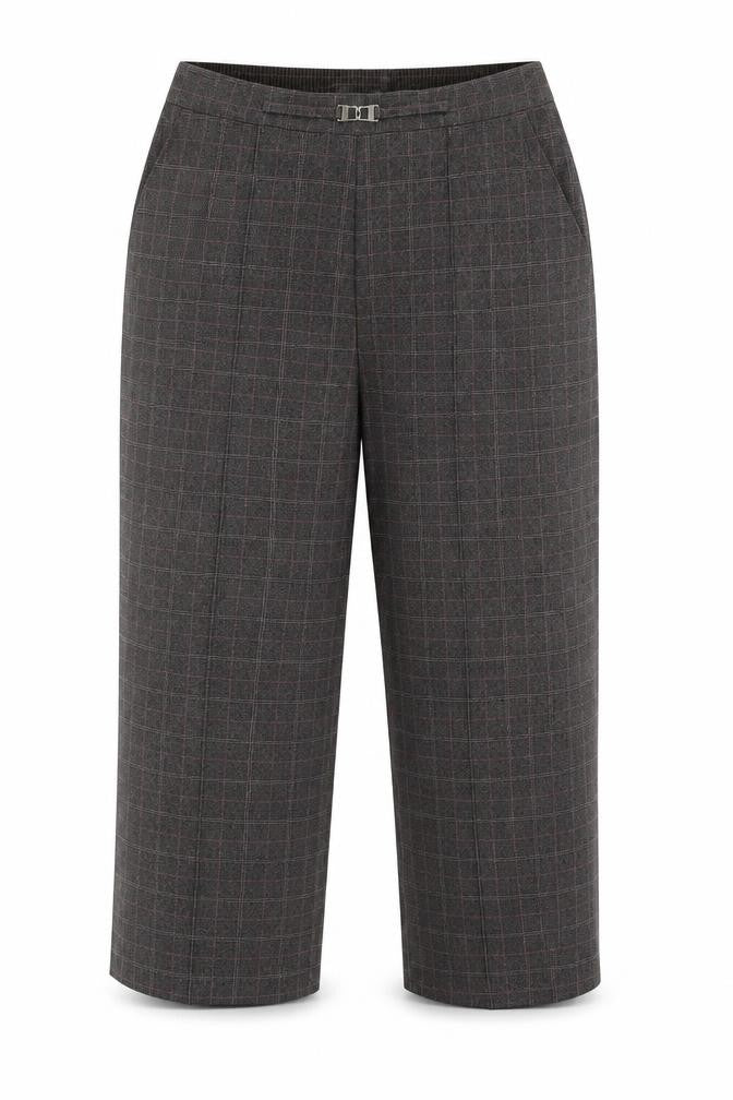 Bonmarché Womens Brown Check Cropped Trousers Size 16 L23.5 in