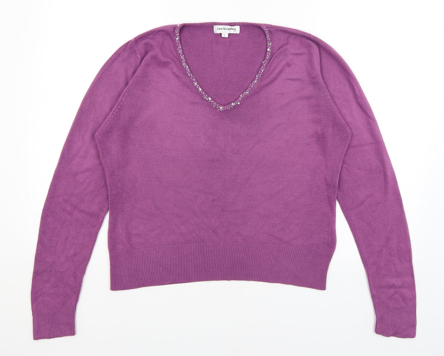 Ann McCartney Womens Purple   Pullover Jumper Size L