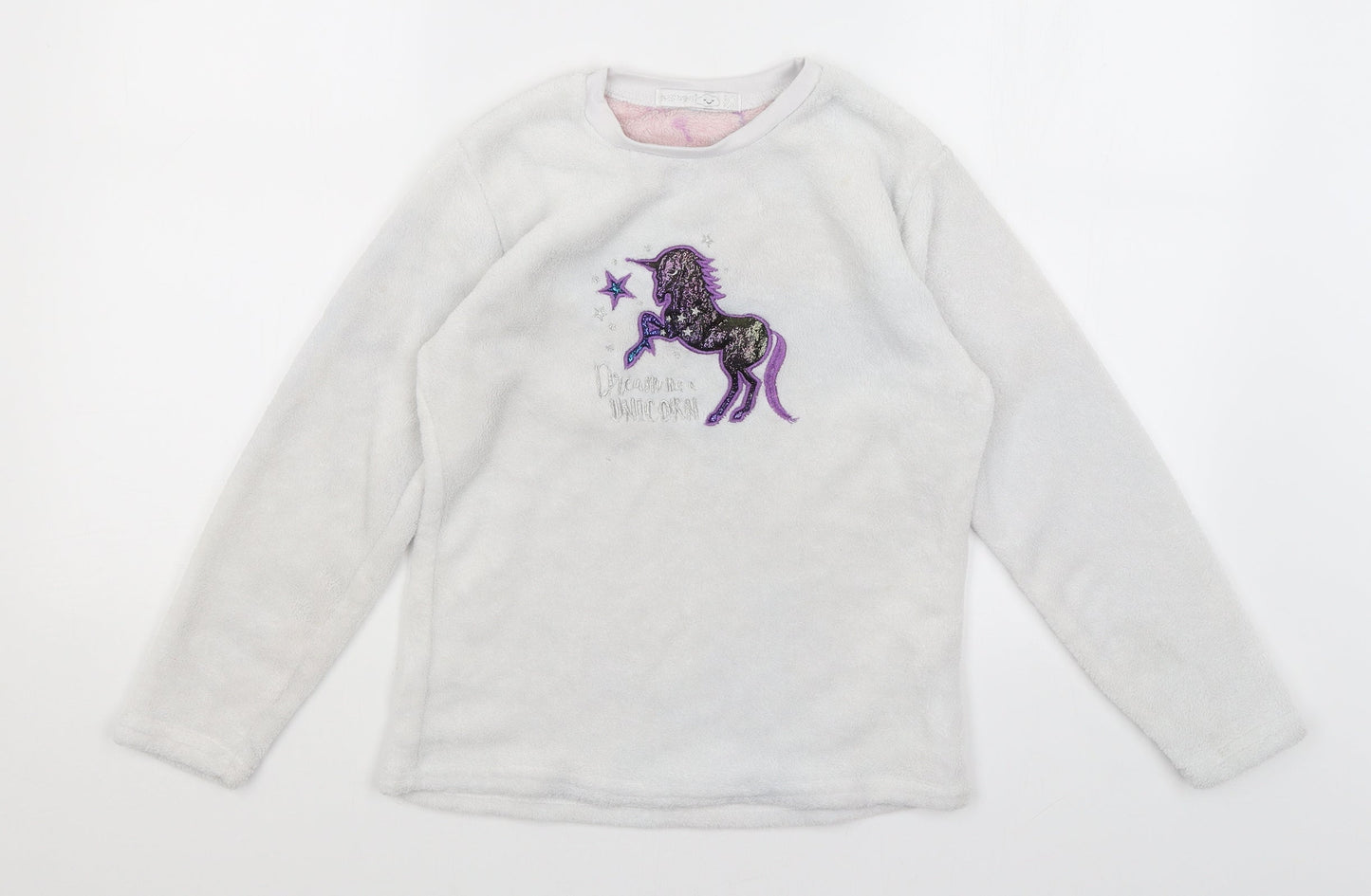 Sweet Dreams Girls White Solid  Top Pyjama Top Size 10-11 Years  - Dream Like A Unicorn