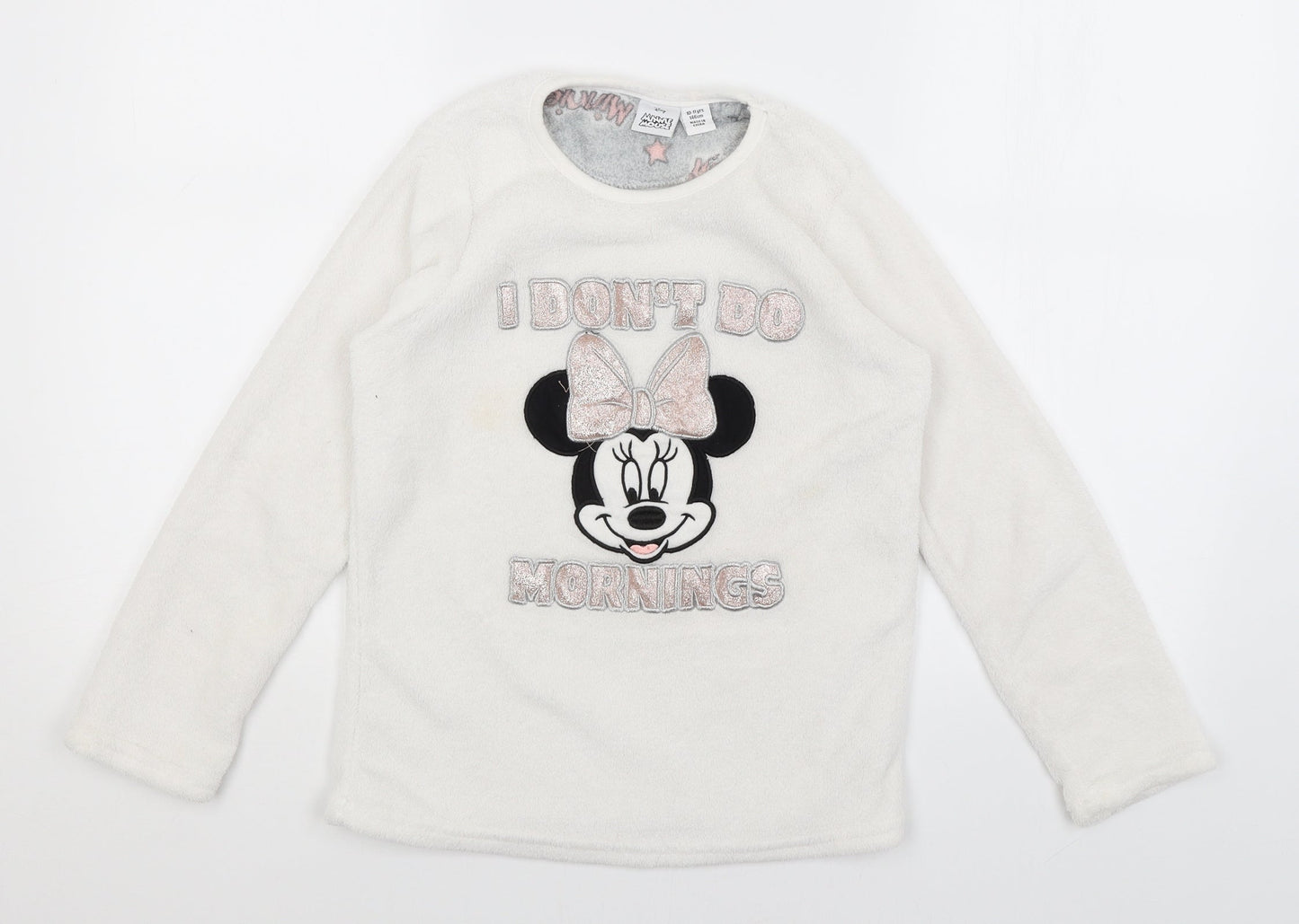 Disney Girls White Solid  Top Pyjama Top Size 10-11 Years  - Minnie Mouse