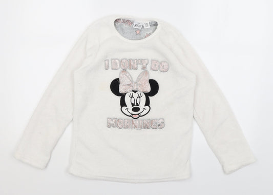 Disney Girls White Solid  Top Pyjama Top Size 10-11 Years  - Minnie Mouse