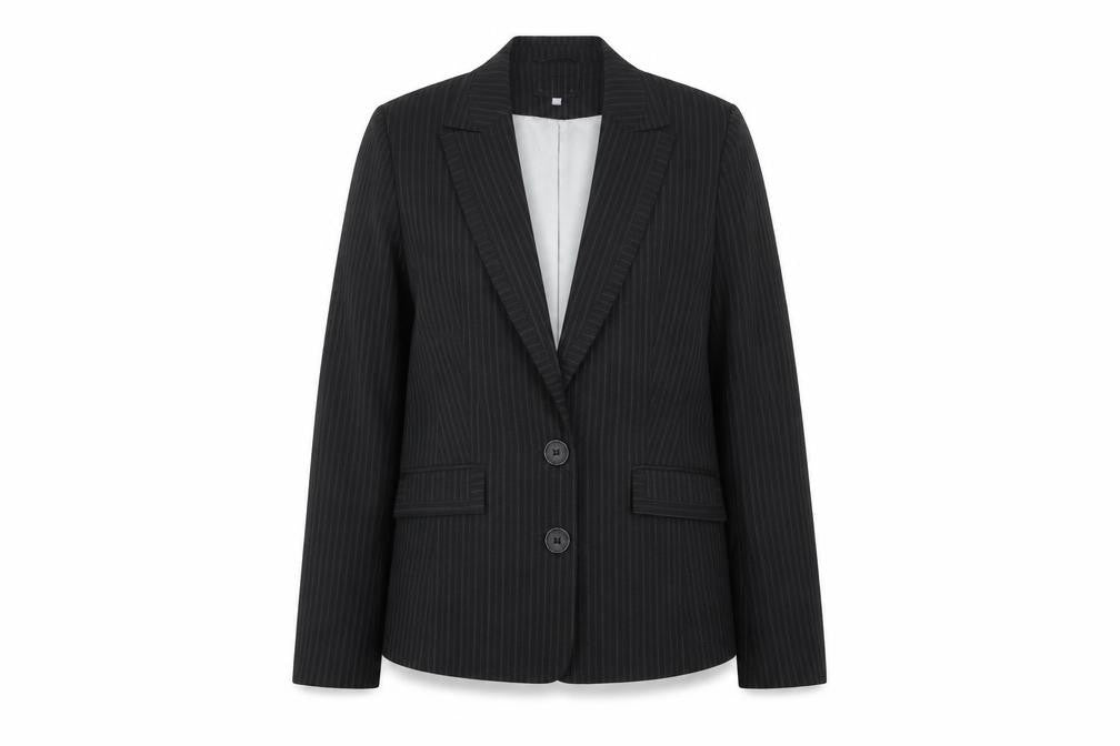Autonomy Womens Black Striped  Jacket Suit Jacket Size 14
