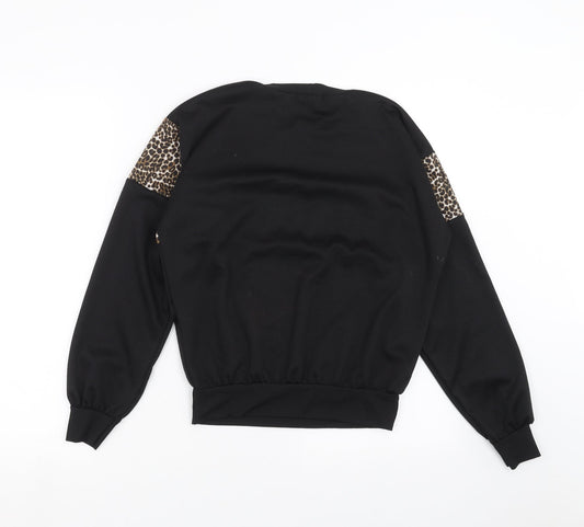 I SAW IT FIRST Womens Black Animal Print  Pullover Sweatshirt Size 10