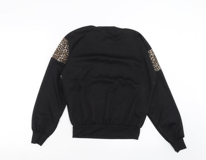 Back view of I SAW IT FIRST women’s black animal print pullover sweatshirt, size UK 10