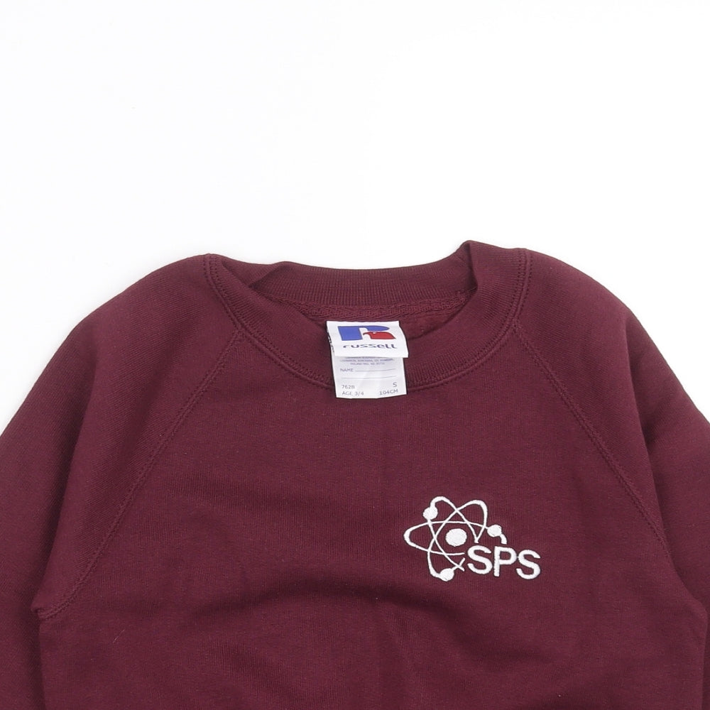 Russell Boys Purple   Pullover Sweatshirt Size 3-4 Years  - burgundy