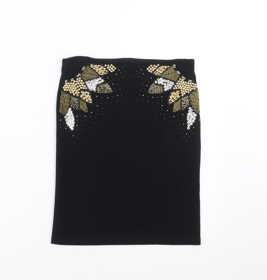 Topshop Womens Black   Straight & Pencil Skirt Size 8  - beaded
