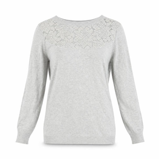 Dorothy Perkins Womens Grey  Knit Pullover Jumper Size 8  - Floral neckline