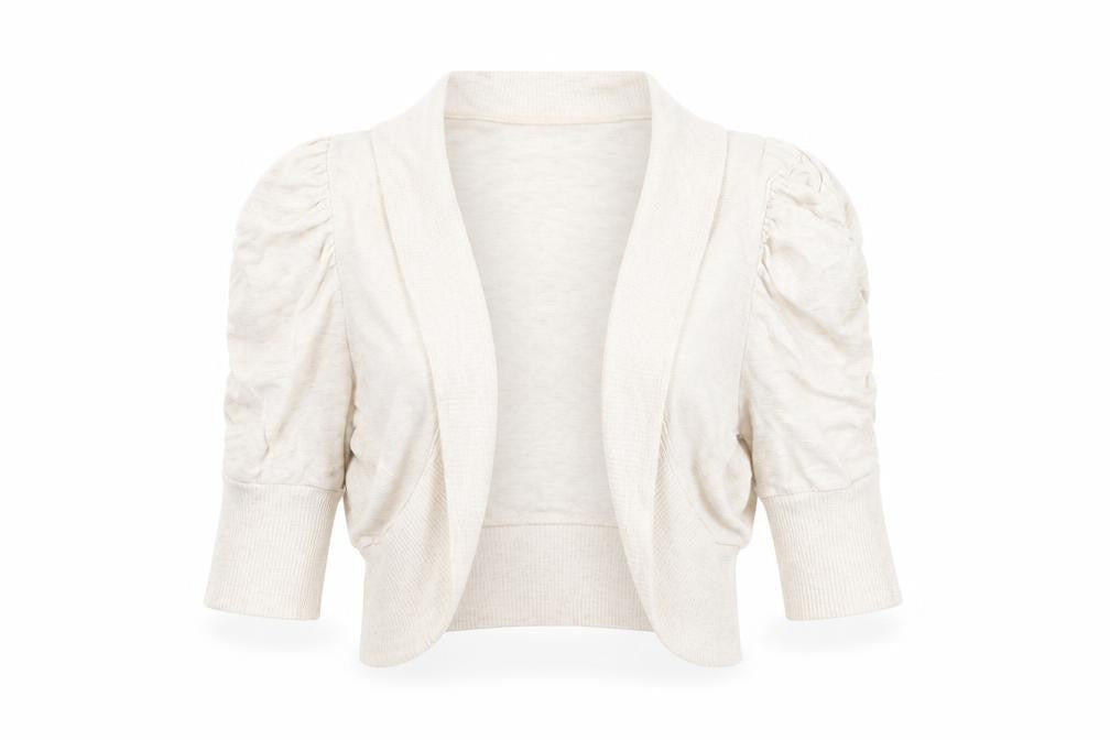 Primark Womens Ivory   Shrug Jumper Size 10  - Ruched Sleeve
