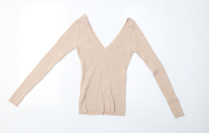 H&M Womens Beige  Knit Pullover Sweatshirt Size S
