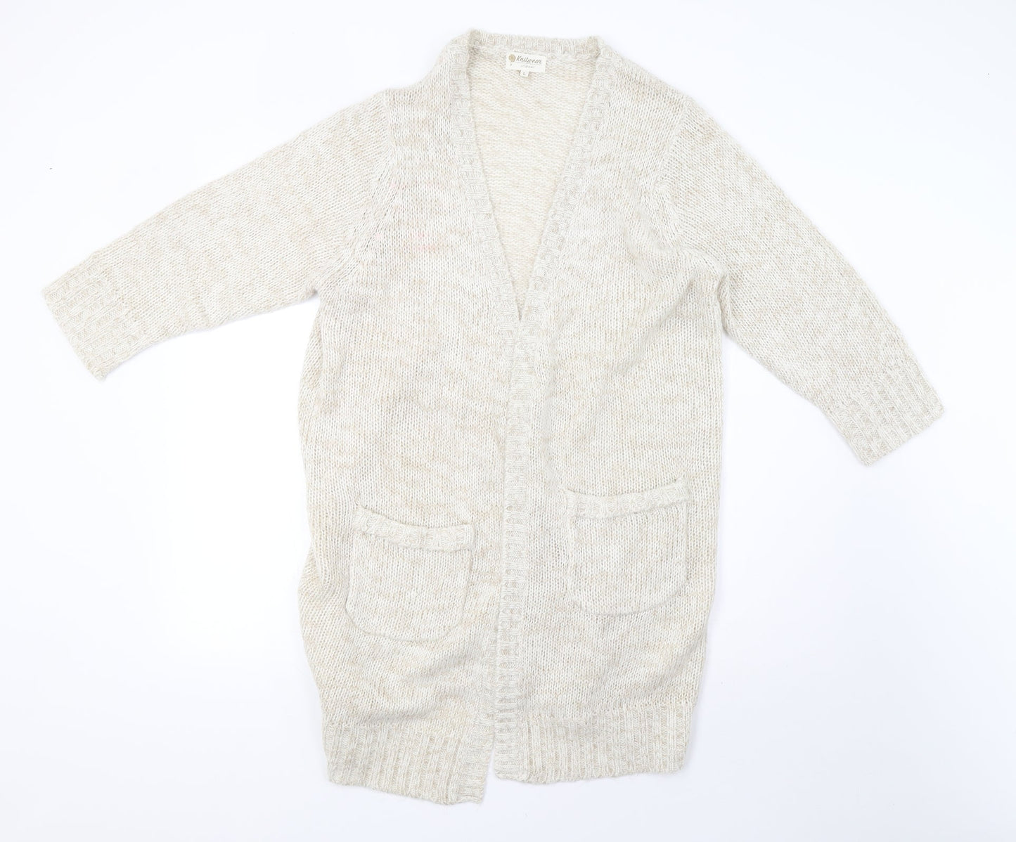 knitwear original Womens Beige  Knit Cardigan Jumper Size L  - 44inch
