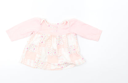 Additional front view of Marks & Spencer girls’ pink check a-line, size 3-6, months