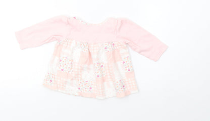 Back view of Marks & Spencer girls’ pink check a-line, size 3-6, months