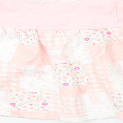 Brand and care label for Marks & Spencer girls’ pink check a-line, size 3-6, months