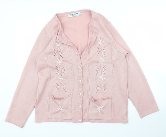 Beau Monde Womens Pink Floral  Cardigan Jumper Size M