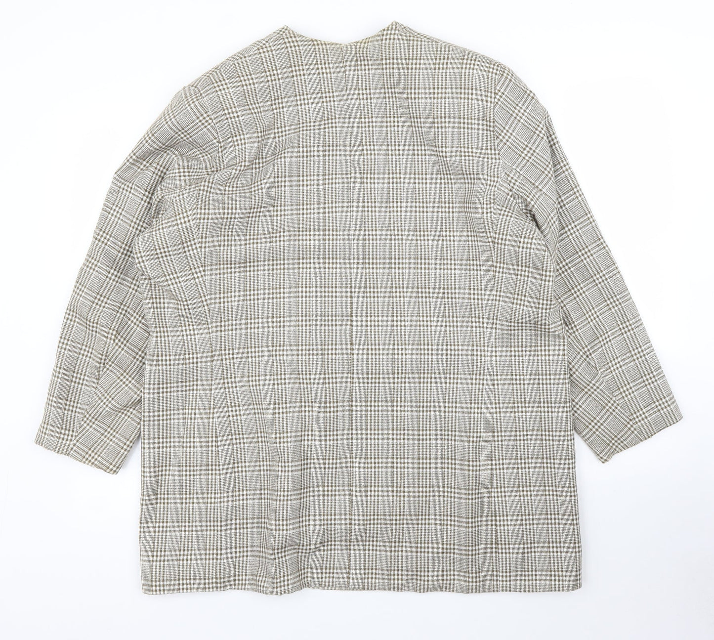 CHAD STEVENS Womens Beige Plaid Rayon Jacket Blazer Size 46