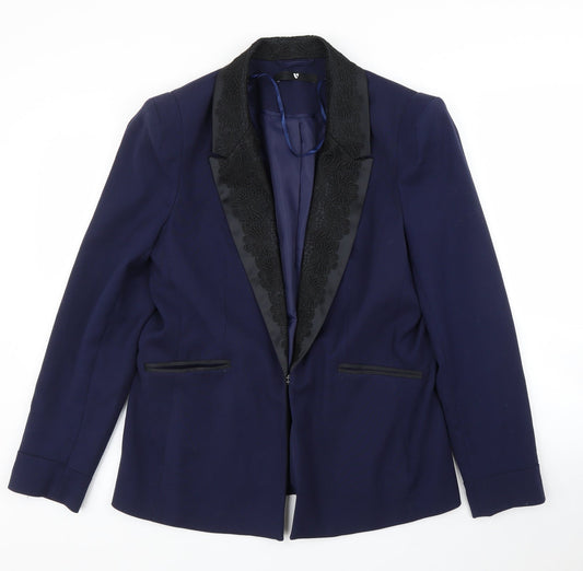 Very Womens Blue Floral  Jacket Blazer Size 14