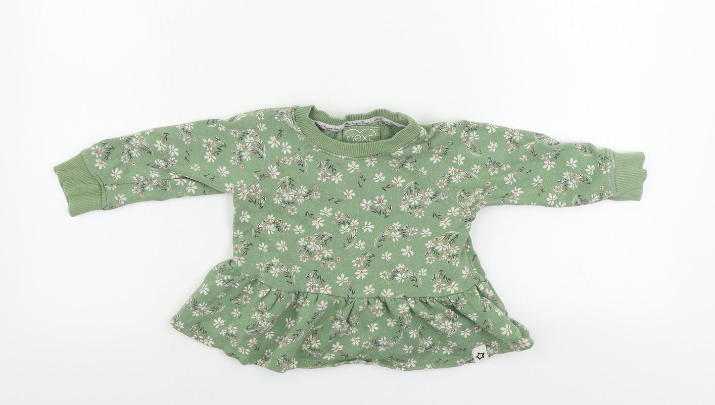 NEXT Girls Green Floral  Pullover Jumper Size 2 Years