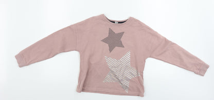 Preloved TU Girls Pink   Pullover Jumper Size 12 Years - Front