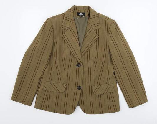 bruxelas Womens Brown Striped  Jacket Blazer Size 38  - 30inch chest