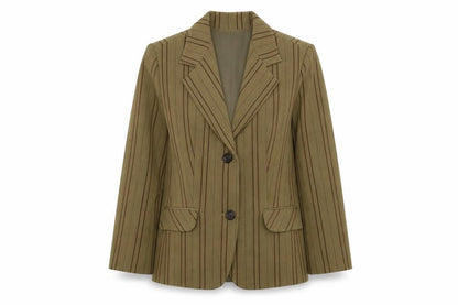 bruxelas Womens Brown Striped  Jacket Blazer Size 38  - 30inch chest
