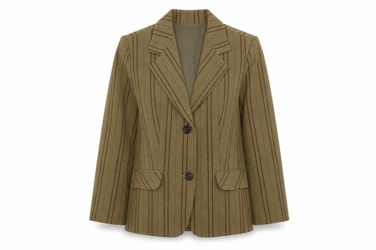 bruxelas Womens Brown Striped  Jacket Blazer Size 38  - 30inch chest