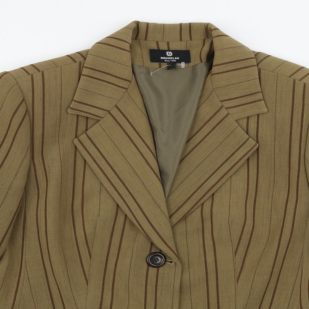 bruxelas Womens Brown Striped  Jacket Blazer Size 38  - 30inch chest