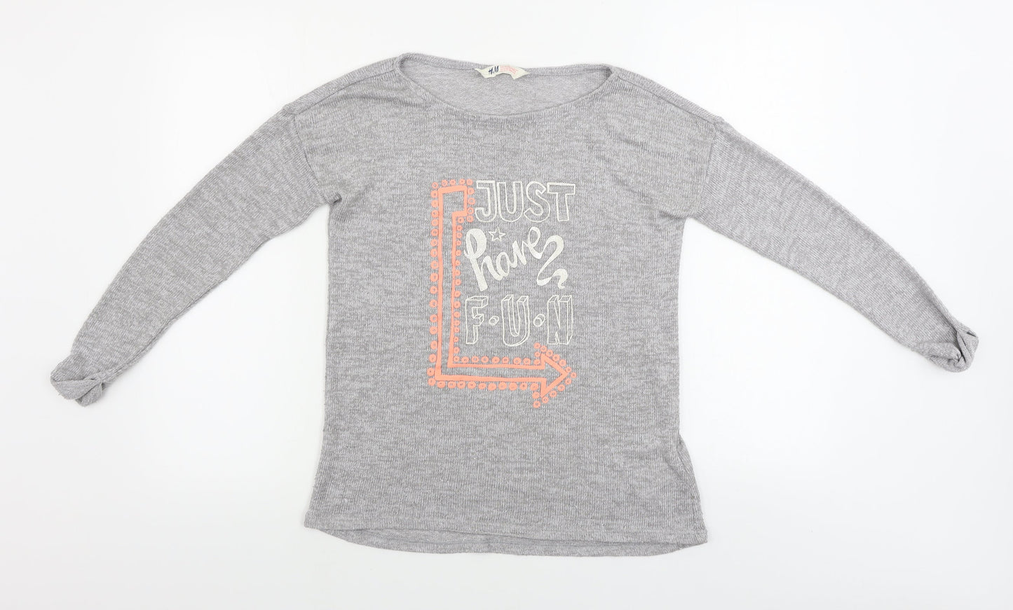 H&M  Girls Grey   Pullover Jumper Size 10-11 Years