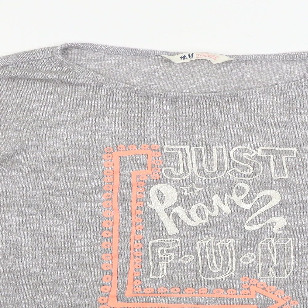 H&M  Girls Grey   Pullover Jumper Size 10-11 Years