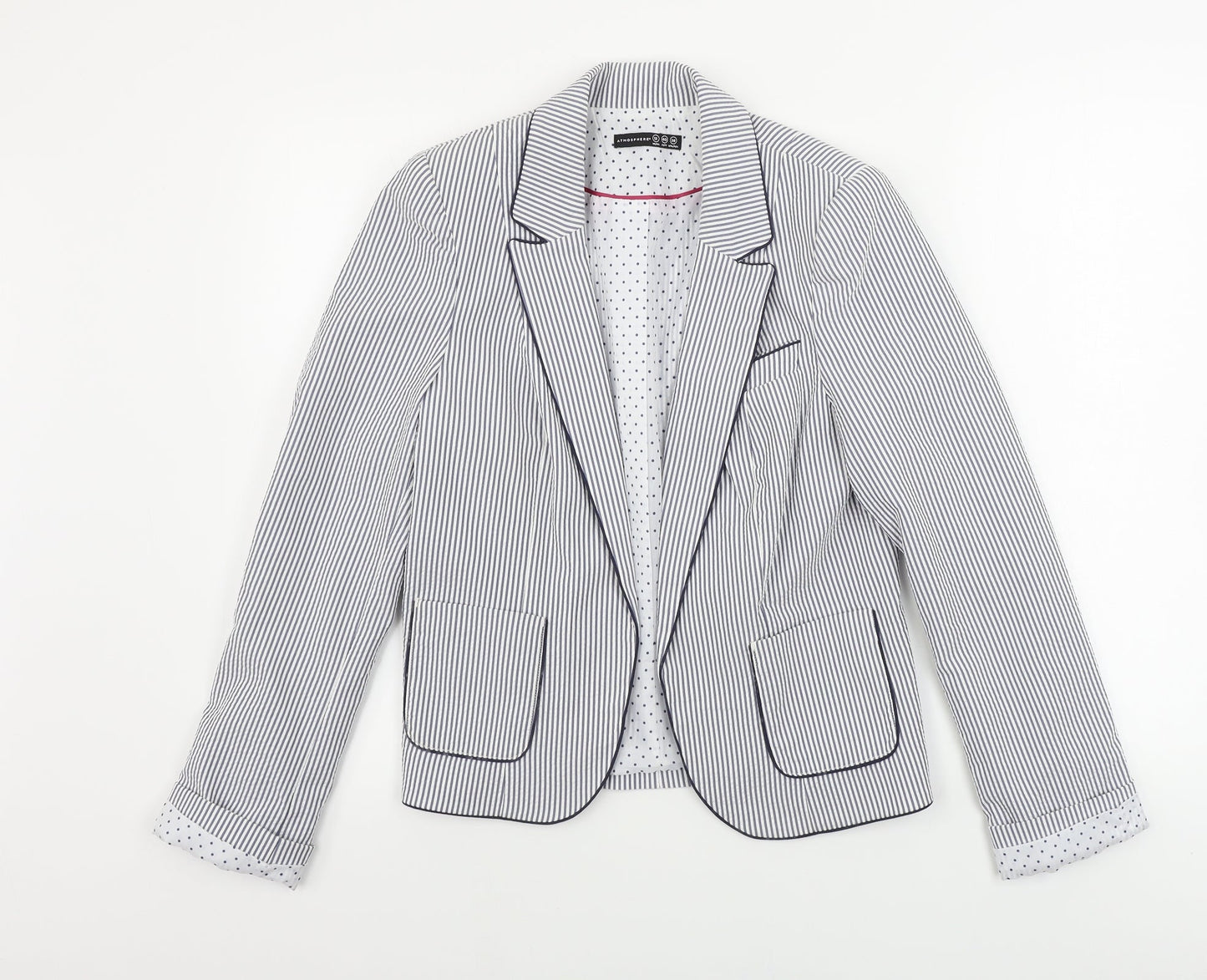 Atmosphere Womens Blue Striped  Jacket Sport Coat Size 12