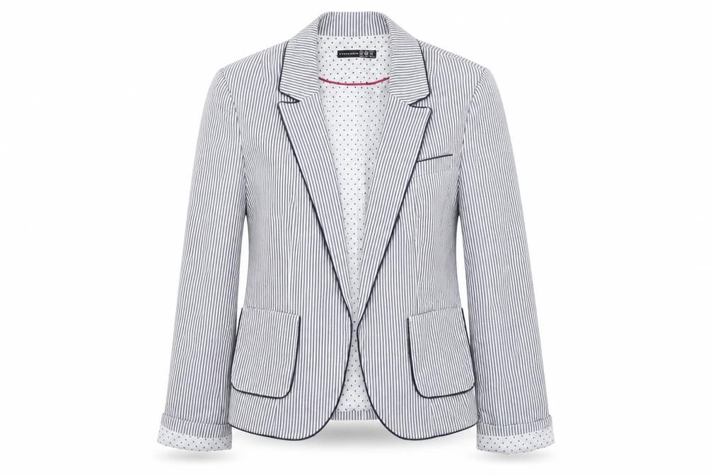 Atmosphere Womens Blue Striped  Jacket Sport Coat Size 12