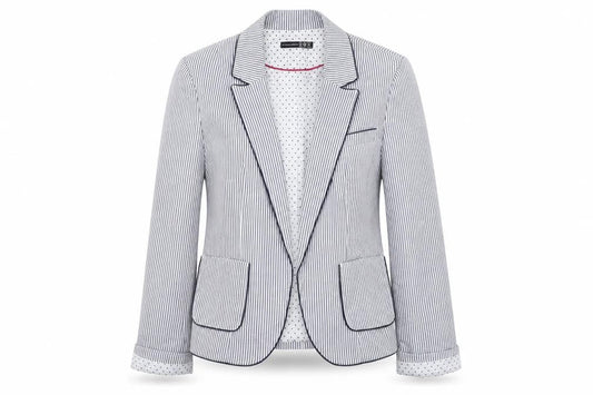 Atmosphere Womens Blue Striped  Jacket Sport Coat Size 12