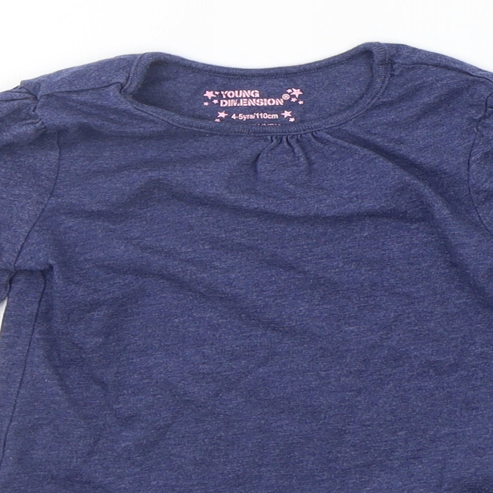 Young Dimension Girls Blue   Basic T-Shirt Size 4-5 Years