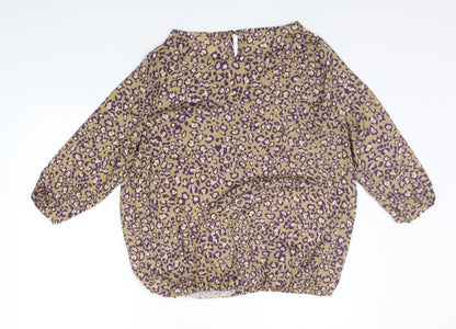 Artigiano Womens Beige Animal Print  Basic Blouse Size 12