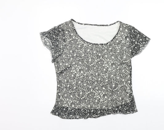 Special Collection Womens Grey Geometric  Basic T-Shirt Size 12