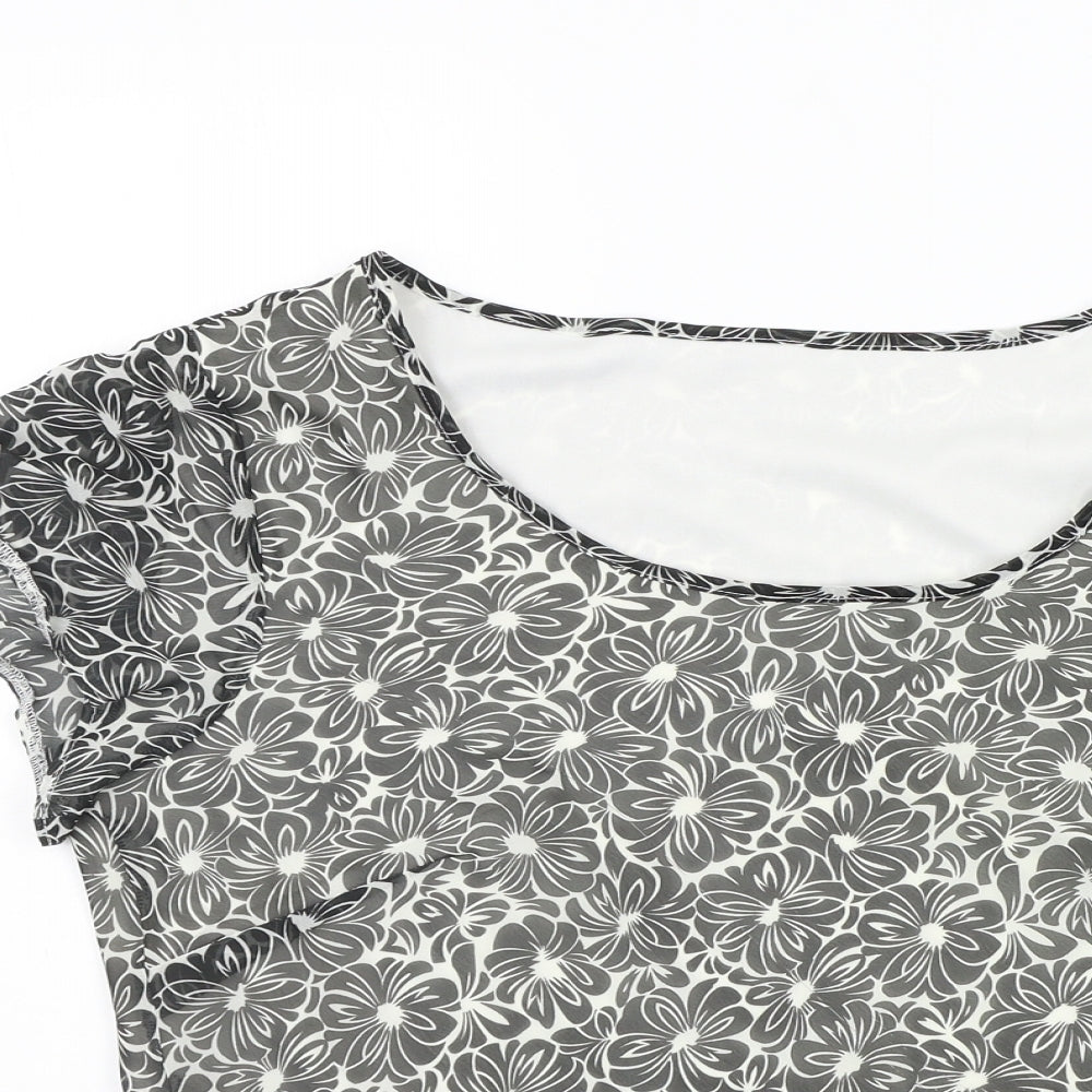 Special Collection Womens Grey Geometric  Basic T-Shirt Size 12