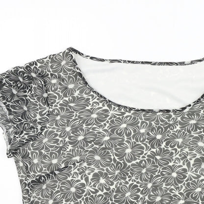 Special Collection Womens Grey Geometric  Basic T-Shirt Size 12