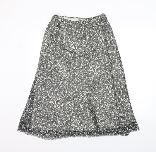 Special Collection Womens Black Floral  A-Line Skirt Size 12  - Elasticated Waist