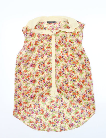 Additional front view of Atmosphere women’s orange floral basic button-up, size UK 14