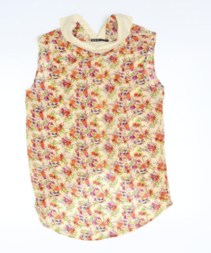 Back view of Atmosphere women’s orange floral basic button-up, size UK 14