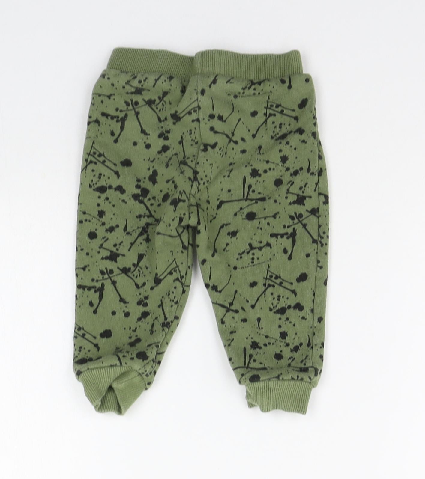 FRED & FLO Girls Green Geometric  Jogger Leggings Size 6-9 Months  - Elasticated Waist