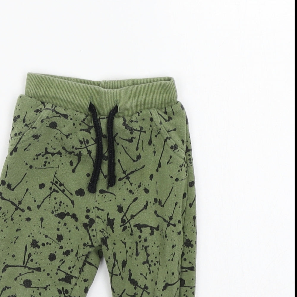 FRED & FLO Girls Green Geometric  Jogger Leggings Size 6-9 Months  - Elasticated Waist