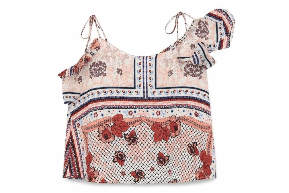 Topshop Womens Ivory Geometric  Basic Blouse Size 8