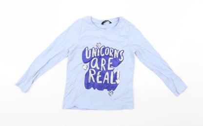 Additional front view of George girls’ blue geometric basic t-shirt, size 5-6, years