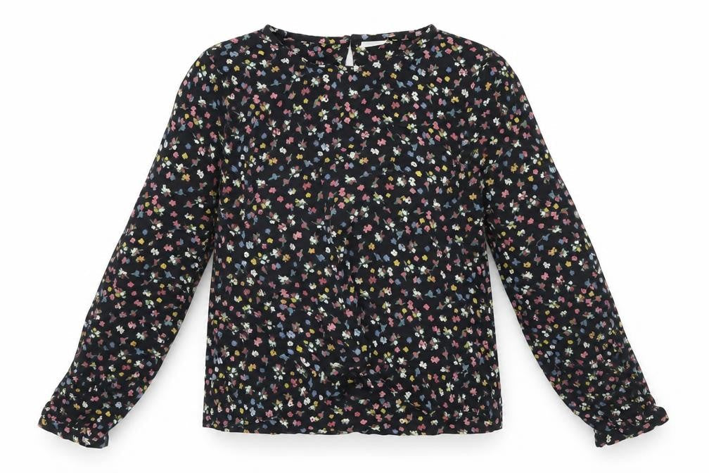NEXT Girls Black Floral  Basic Blouse Size 10 Years