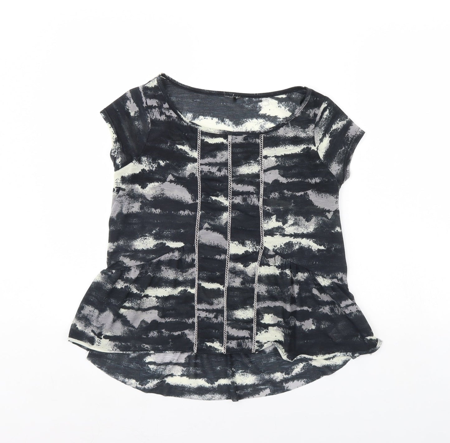 NEXT Womens Black Geometric  Basic Blouse Size S