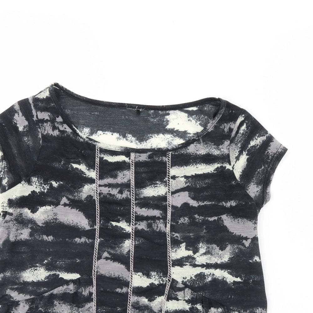 NEXT Womens Black Geometric  Basic Blouse Size S