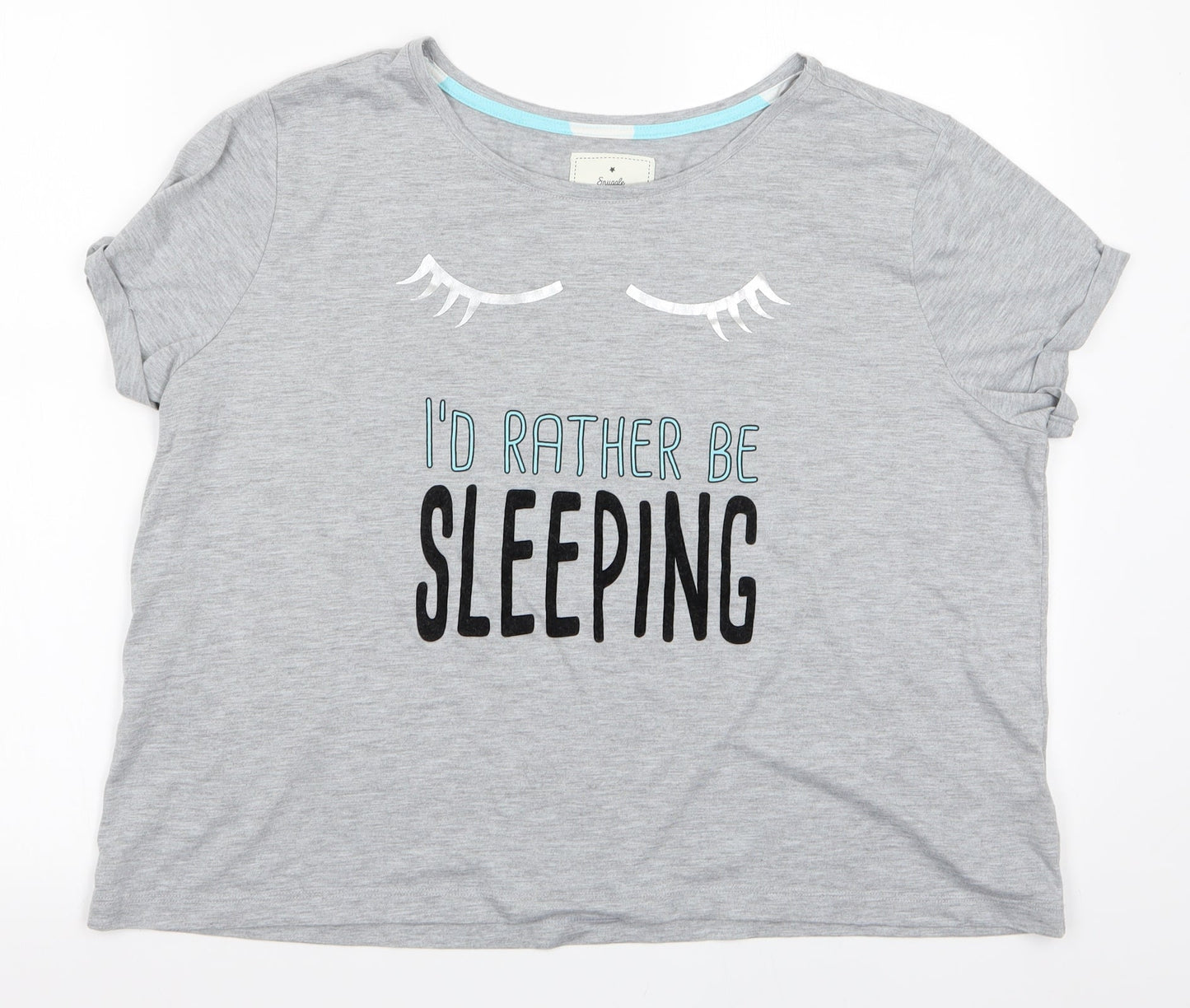 Snuggle Dream sleep Womens Grey    Pyjama Top Size M  - I'd rather be Sleeping