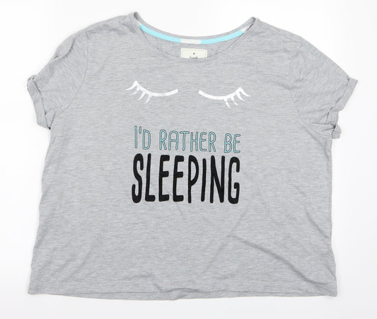 Snuggle Dream sleep Womens Grey    Pyjama Top Size M  - I'd rather be Sleeping